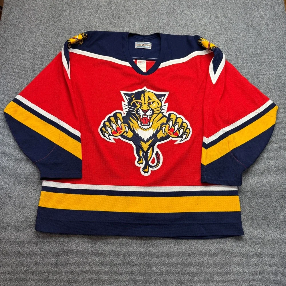 Vintage Florida Panthers CCM Center Ice Authentic Hockey Jersey Red Mens 52